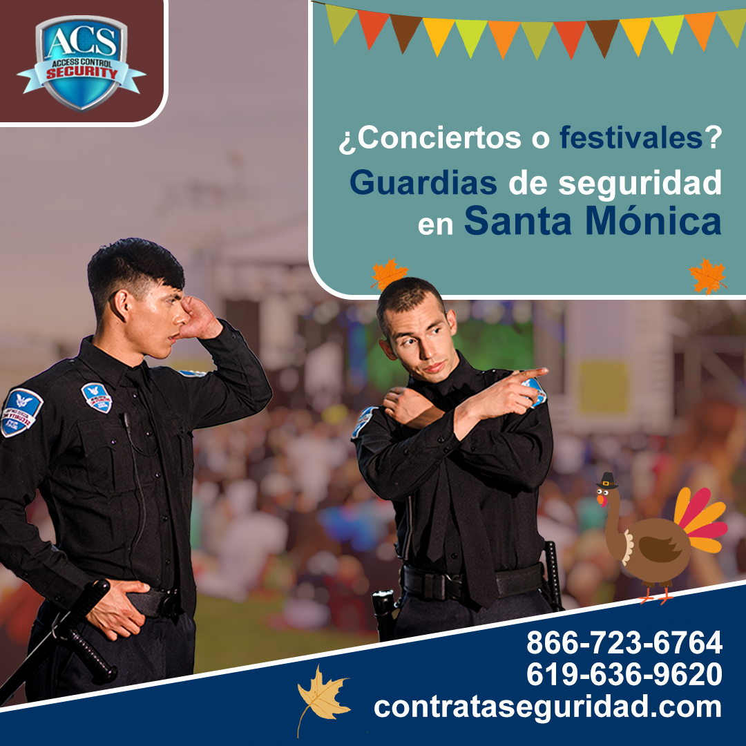 Dos guardias de seguridad uniformados en un festival en Santa Mónica